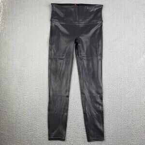 Spanx Gunmetal Dark Gray Faux Leather Women’s Sz L (30x27) Mid Rise Ankle 7/8